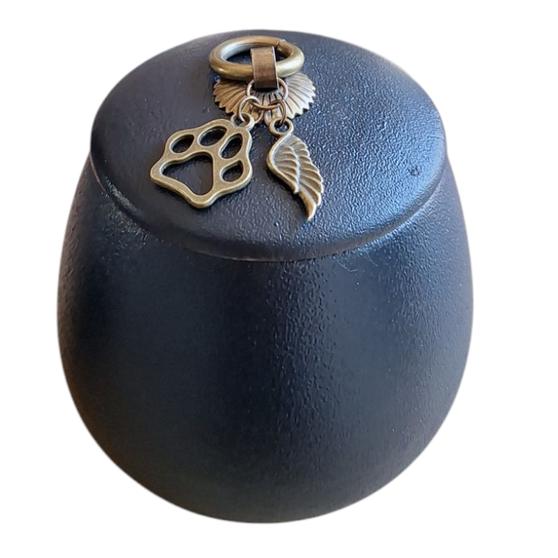 Mini urn met keepsake hangertjes - 8 x H 9.5 cm