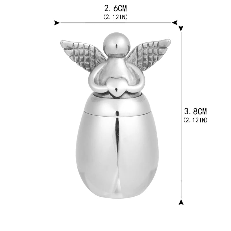 Mini Urn Engel 3.8 cm - Zilver