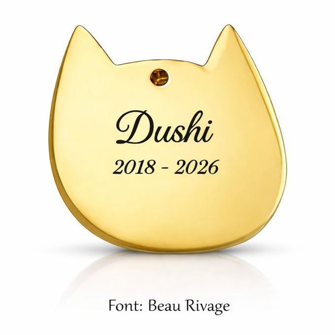 Memorial flesje - Kat – Gegraveerde hanger