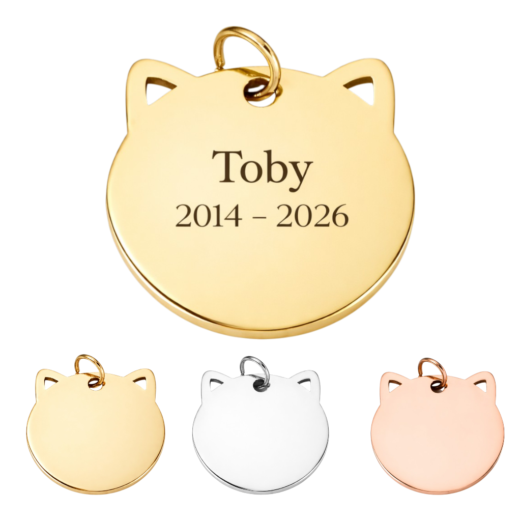 Memorial flesje - Kat - Gegraveerde hanger