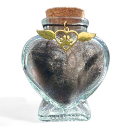 Memorial flesje voor huisdier - bewaren plukjes vacht of as van hond of kat - 6.5 x H 8 cm - mini urn - moderne urn - urn - memorial flesje- urn hond - urn kat - urn huisdier