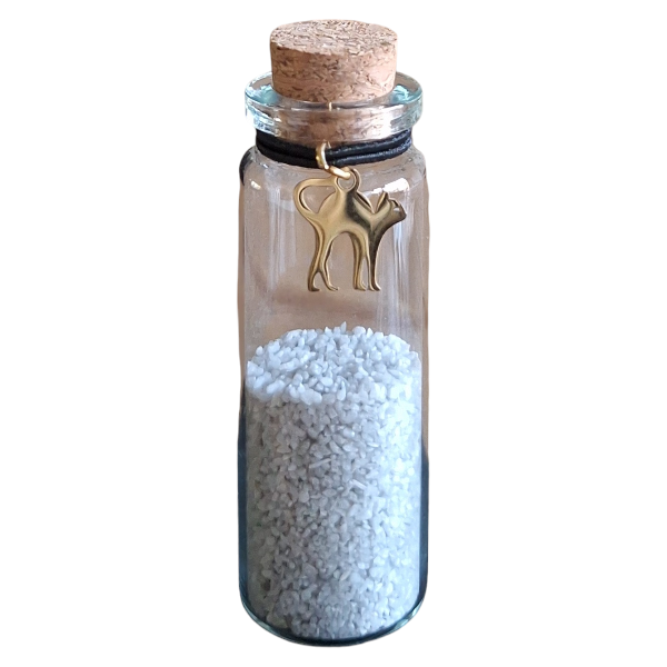 memorial fles voor kat, gedenkflacon, herinnering kat, aandenken voor kat, bewaren plukjes vacht, gedenkflesje voor kat