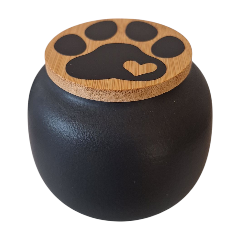 Mini Urn Zwart - Pootafdruk - 8.5 x H 7 cm