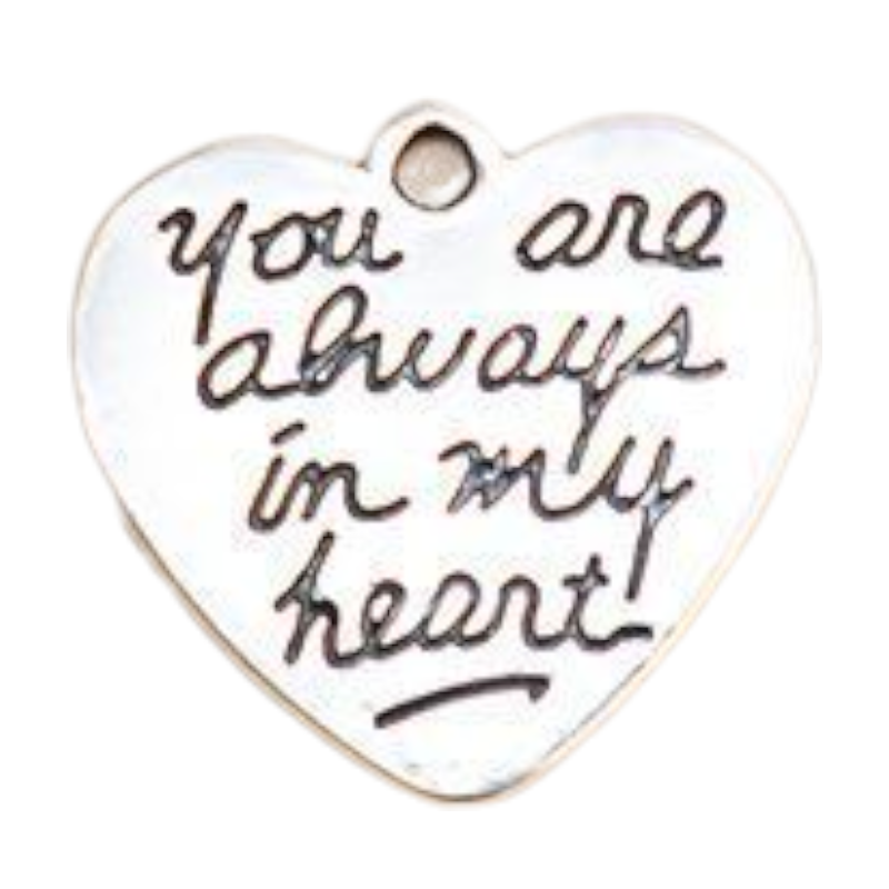 Memorial flesje met zilveren hanger - you are always in my heart