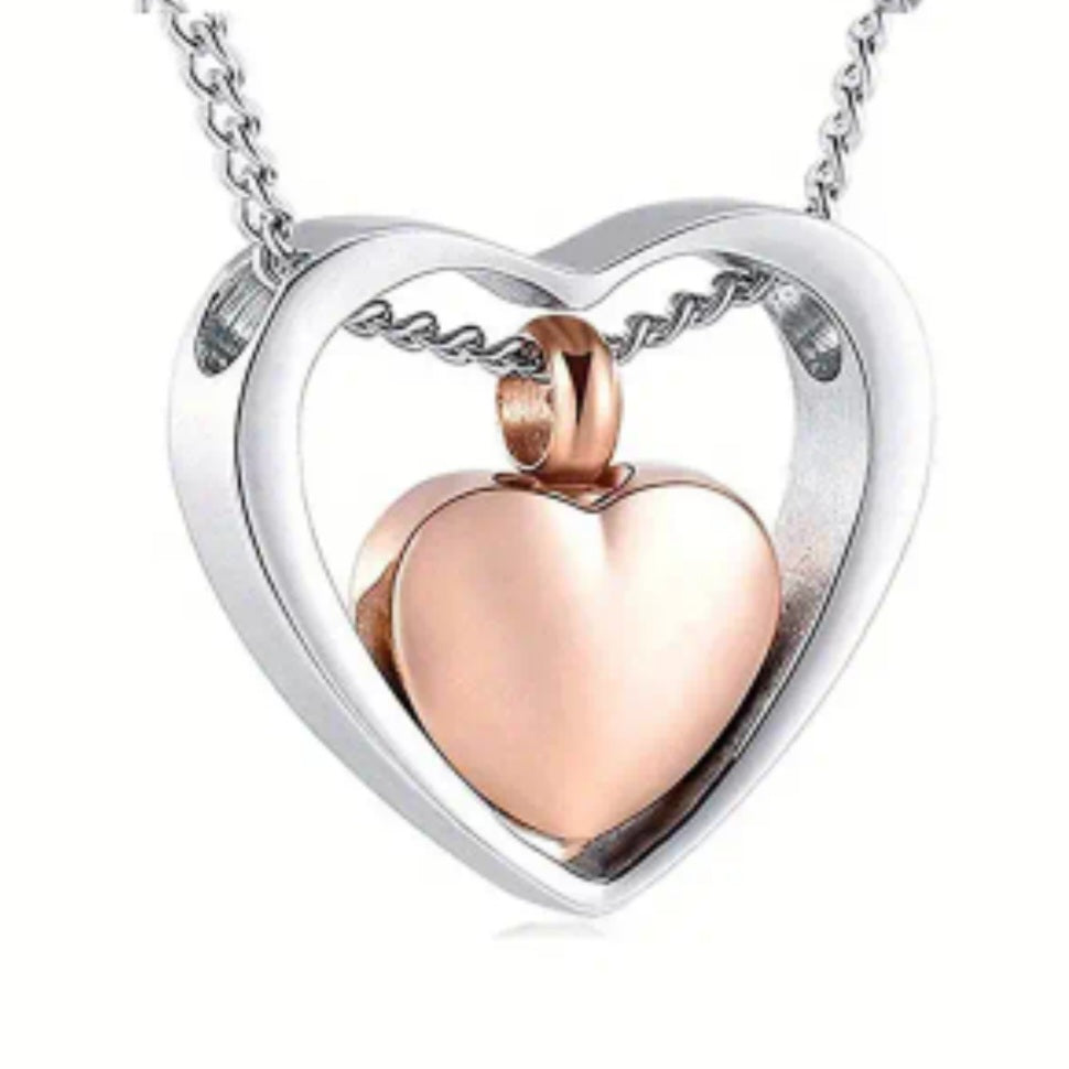 Hartvormige ashanger met binnenhartje - 3 kleuren