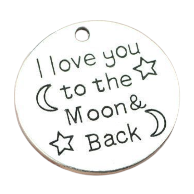 Memorial flesje met Ronde hanger - i love you to the moon and back