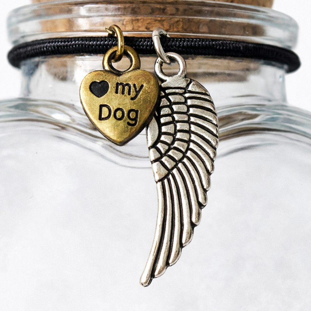 Memorial Flesje met de tekst: "I loved you your whole life, I will miss you the rest of mine"