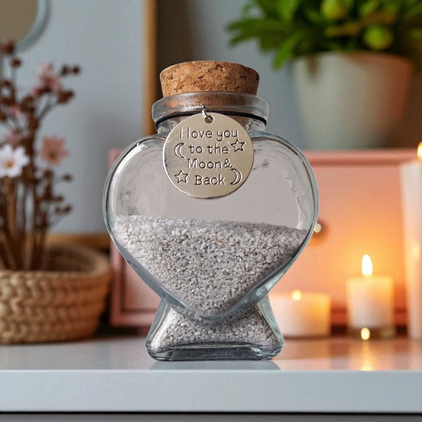 Memorial flesje met Ronde hanger - i love you to the moon and back