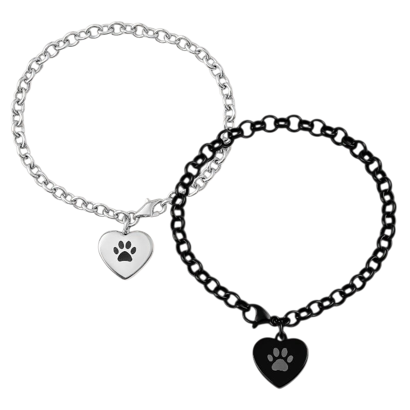 As armband - Pootafdrukje - Zilver en Zwart