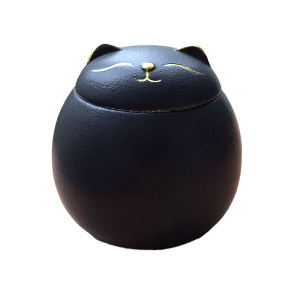 schattige mini-urn in de vorm van een katje - Inhoud: 125 ML -
Afmeting: 7.5 x H 8 cm -
Materiaal: Keramiek