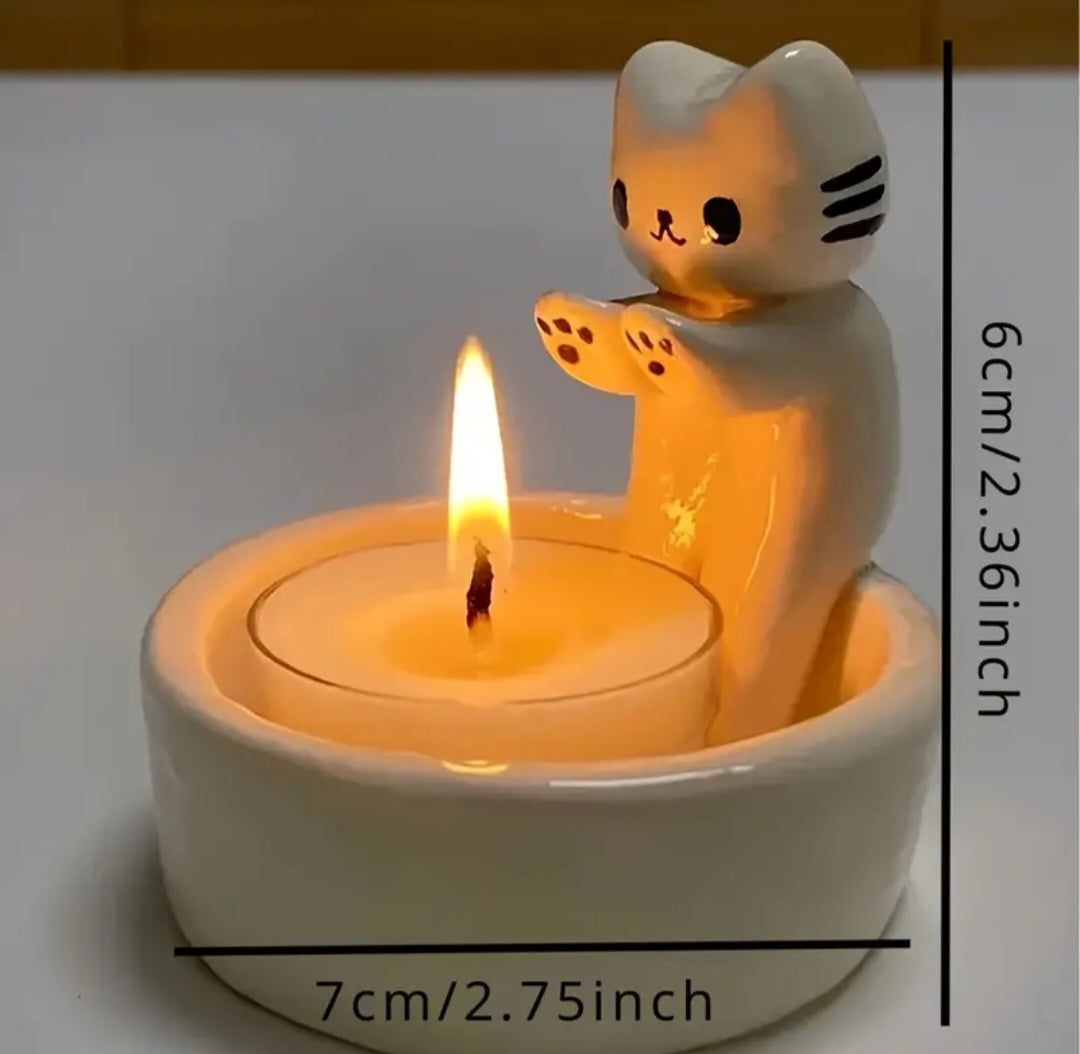 Waxinelichthouder met memorial flesje voor kat - Bewaren van as of plukjes vacht kat - Aandenken aan kat - De laatste aai - Herdenking kat - Blijvende herinnering kat - Gedenkplekje - Kaarsje branden