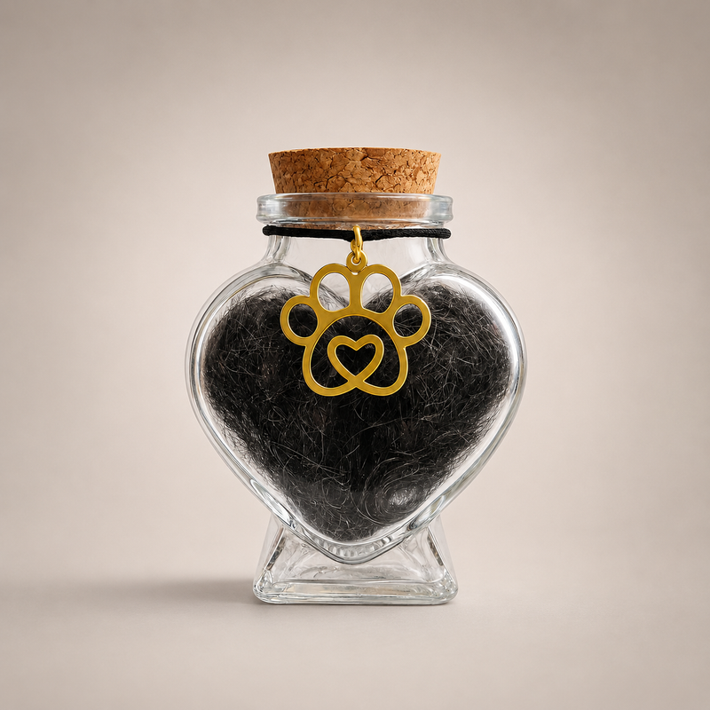 hartvormige mini urn van glas