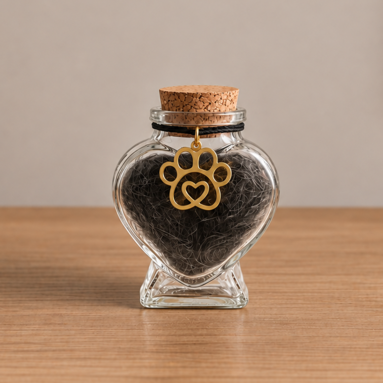hartvormige mini urn van glas