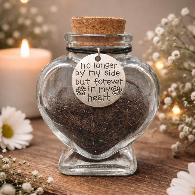 hartvormige mini urn van glas