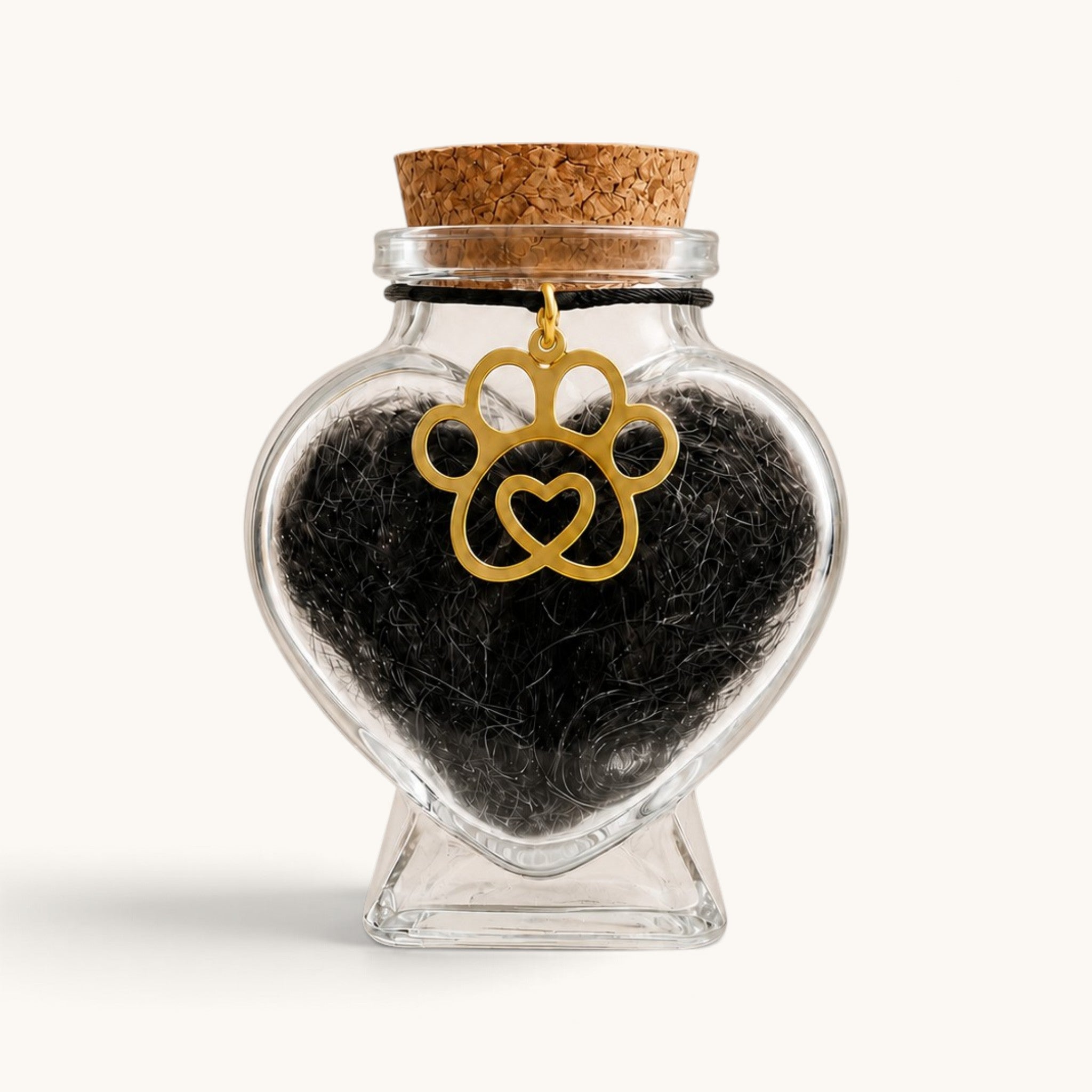 hartvormige mini urn van glas