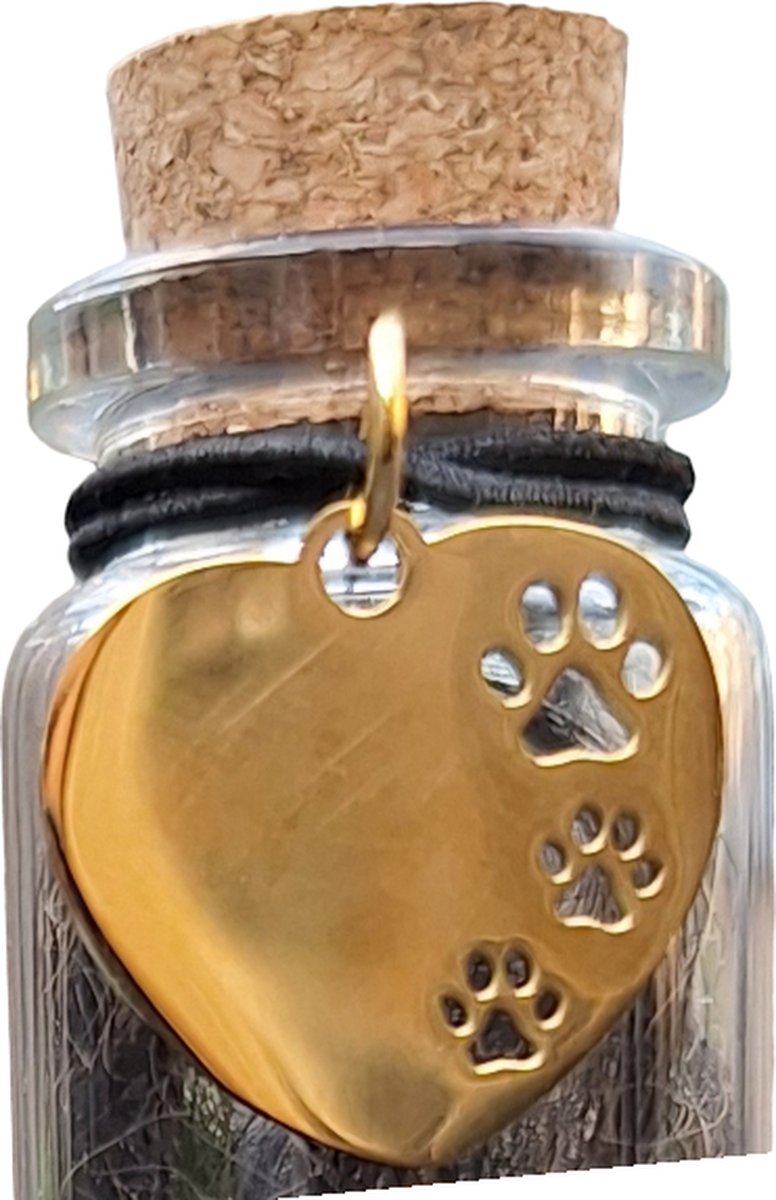 memorial flesje voor kat of hond, gedenkflacon, herinnering aan kat of hond, bewaren plukjes vacht van kat of hond
