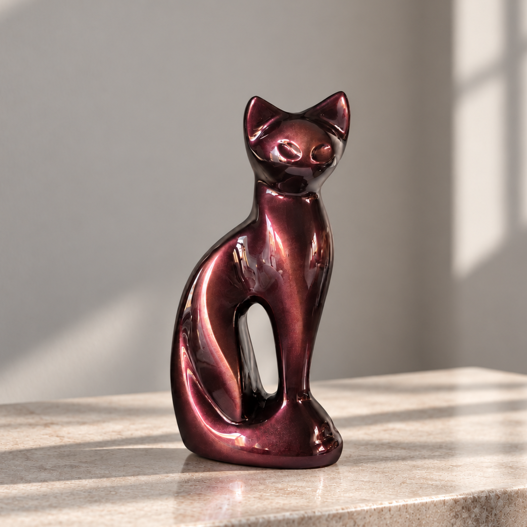Kattenurn zittende kat - Bruin/Rood – 400 ml