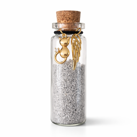 Memorial Flesje - Met zirkoniasteentje - Kat