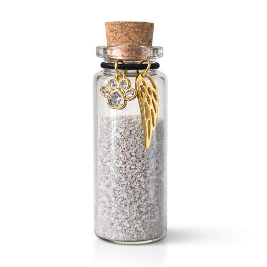 Memorial Flesje - Met zirkoniasteentjes - Pootje