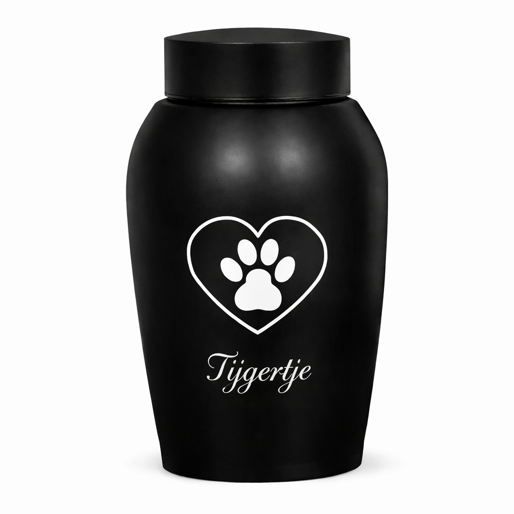 Urn - 500 ML - Zwart - Hart met Pootafdruk