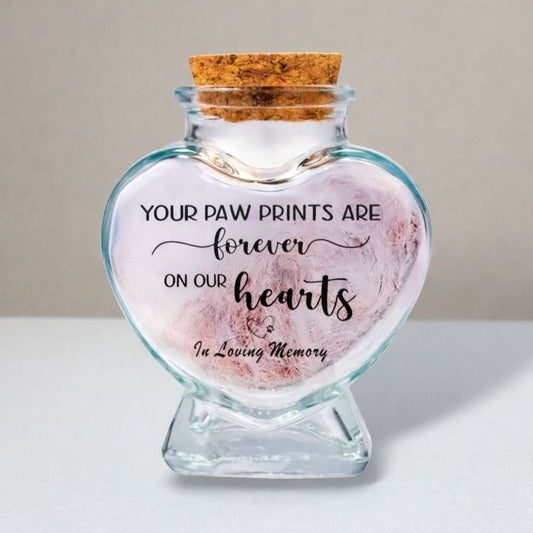 memorial fles voor kat of hond, gedenkflacon, herinnering aan kat of hond, bewaren plukjes vacht van kat of hond