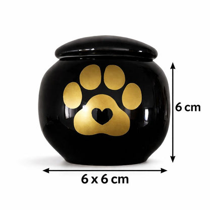 zwarte mini urn - ontworpen om een gedeelte van de as te bewaren