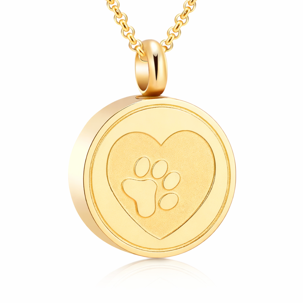 Round pendant with paw print - Gold 