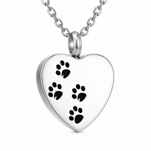 Heart Pendant - Paw Prints 