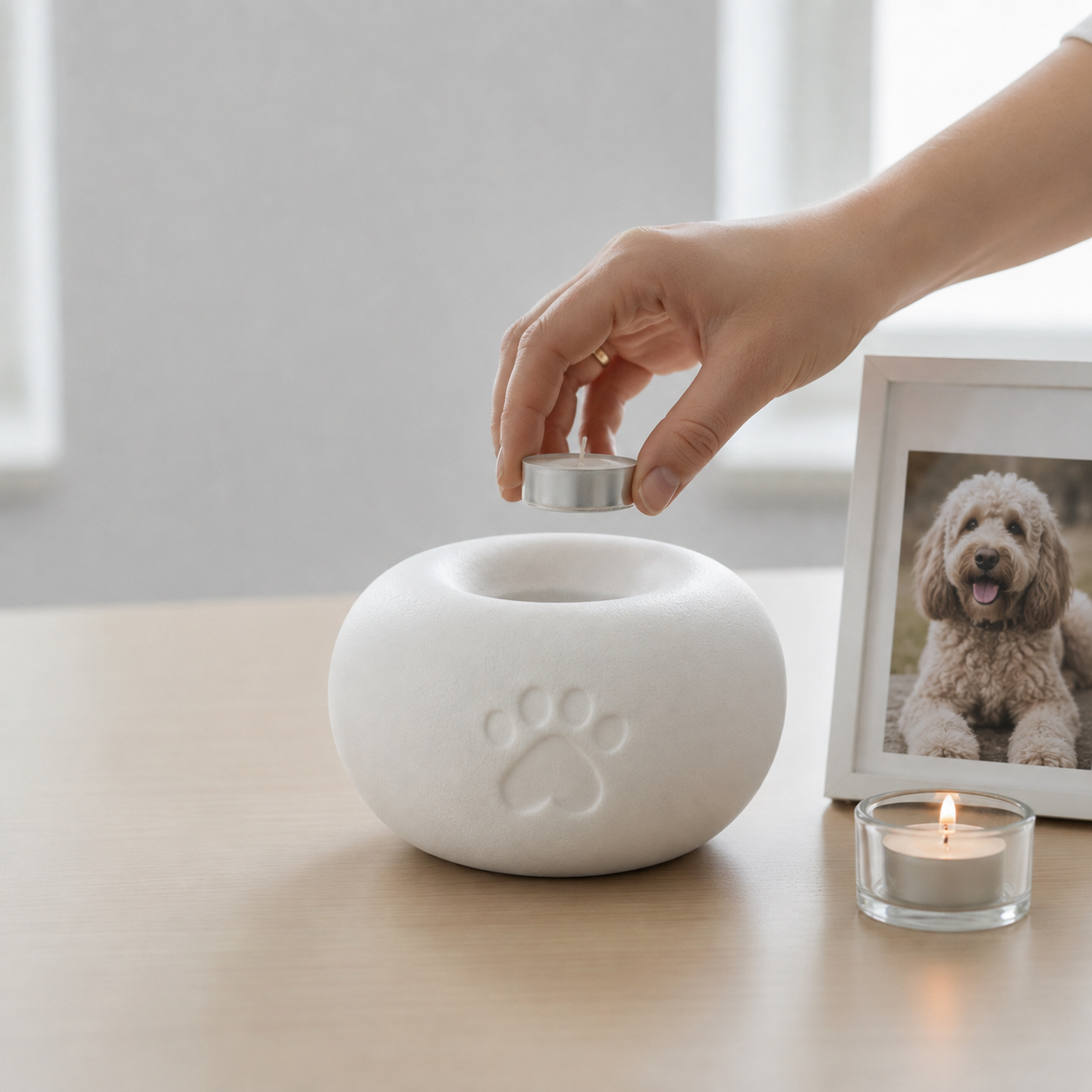 Urn rond met waxinelichthouder - 800 ML