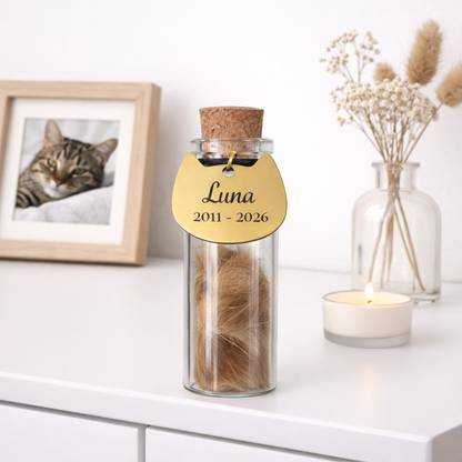 Memorial Flesje - Hanger met naam Kat