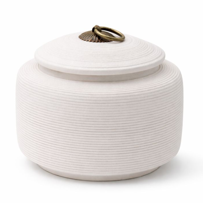 Witte keramische urn voor huisdieren met matte afwerking
