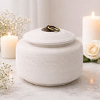 Witte keramische urn voor huisdieren met matte afwerking
