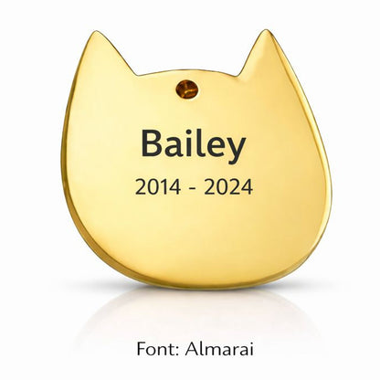 Memorial flesje - Kat – Gegraveerde hanger