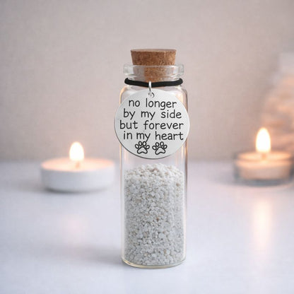 herinneringsflesje voor een klein beetje as, een gedeelte van de as, snorhaartjes of een plukje haar van je kat of hond