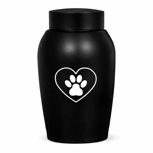 Urn Black - Stainless Steel 500ML - Heart with paw print