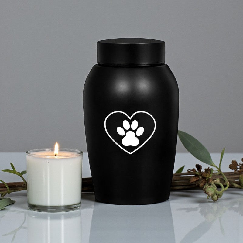 Urn - 500 ML - Zwart - Hart met Pootafdruk