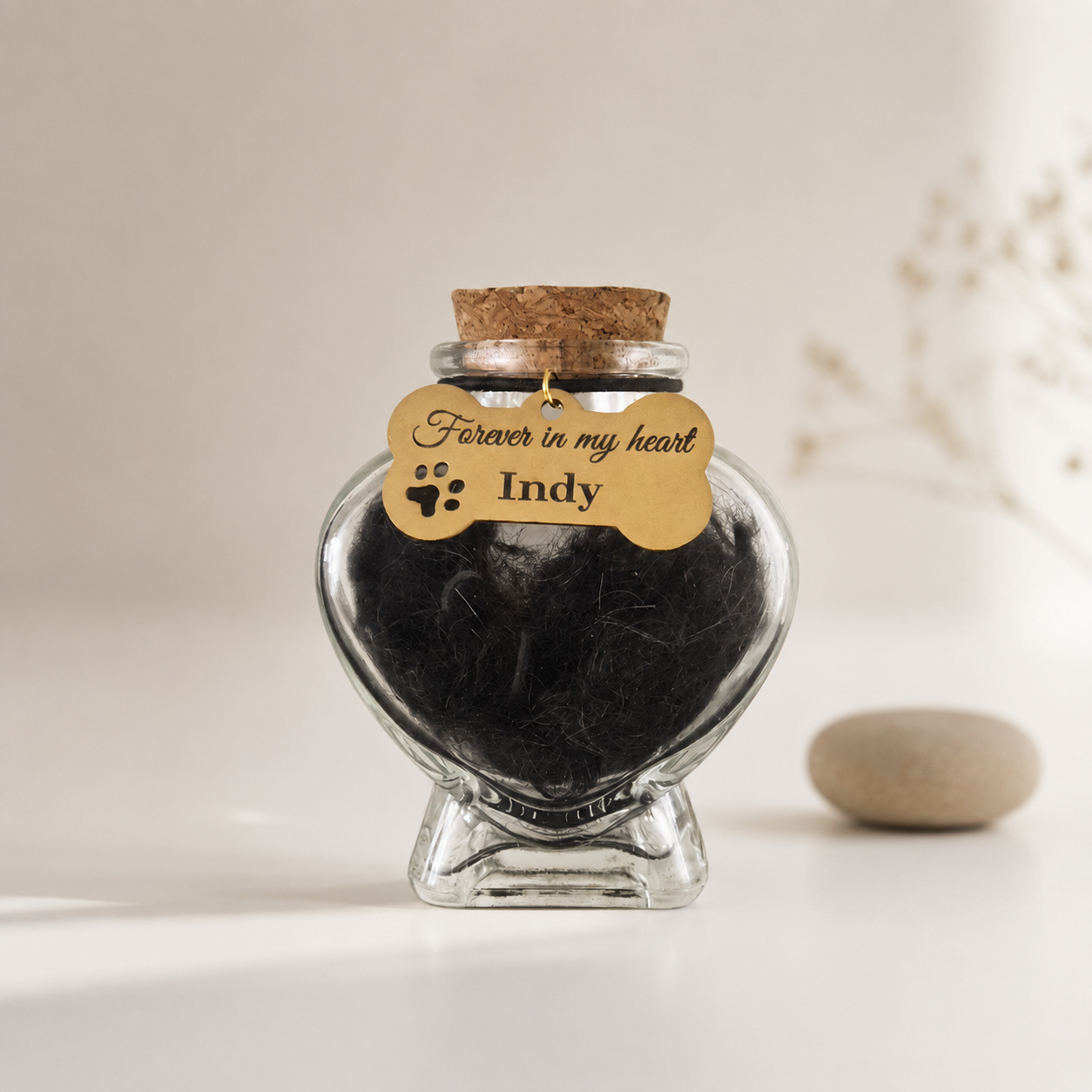 Memorial flesje - Hond  - Gegraveerde hanger