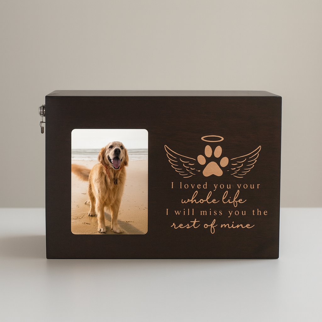 Houten Urn - Zwart - Met Fotolijstje