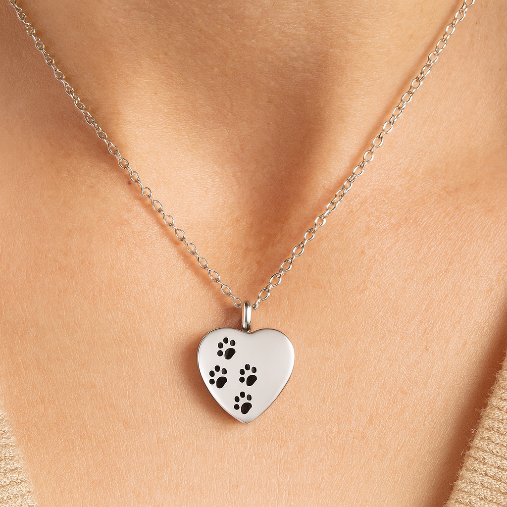 Heart Pendant - Paw Prints 