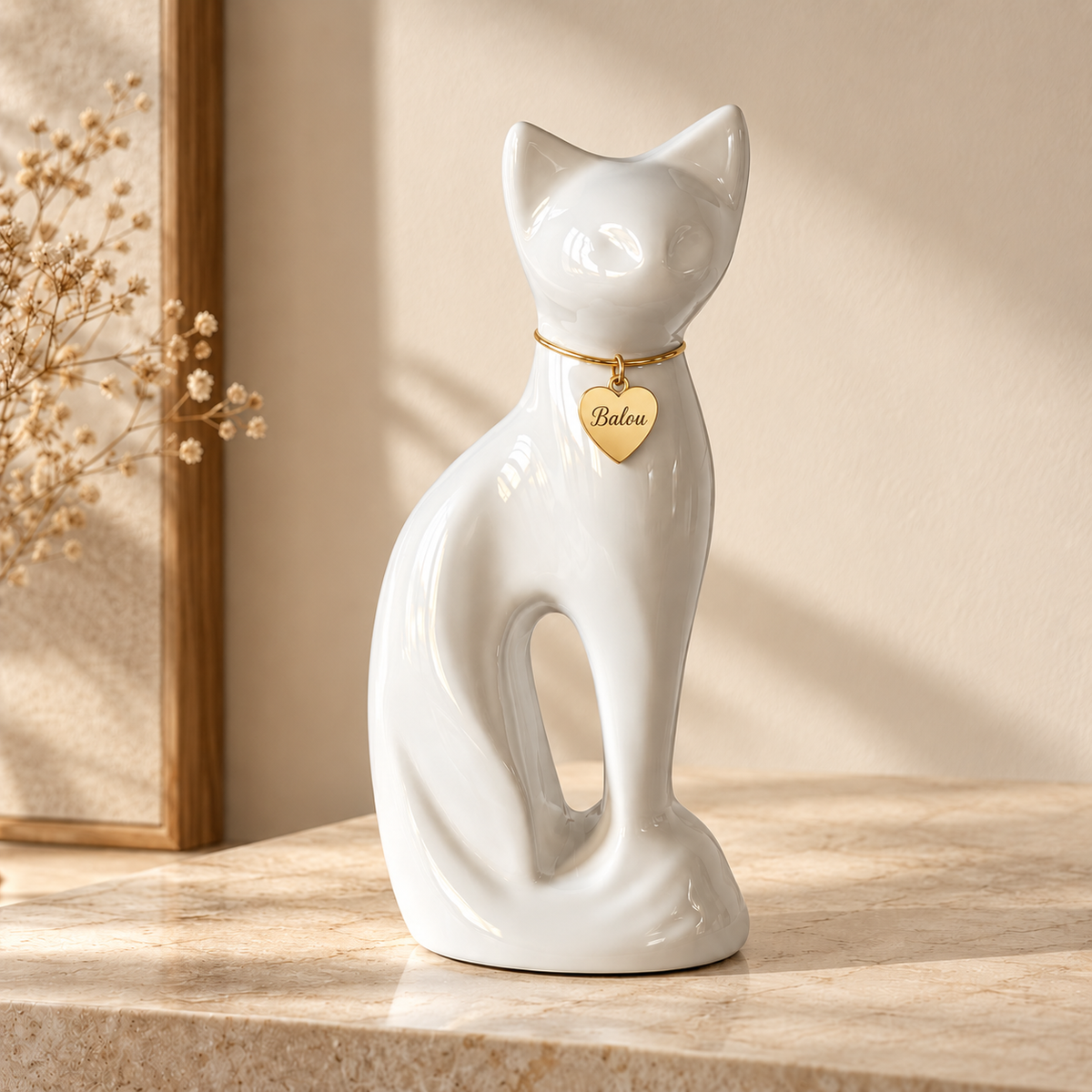 Kattenurn zittende kat - Wit – 400 ml