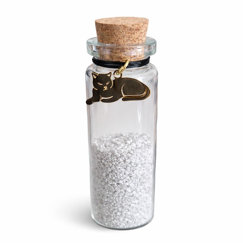 Memorial Flesje - Kat  - Goud en Zwart