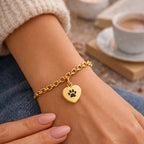 Ash bracelet - Paw print - Silver and Black 