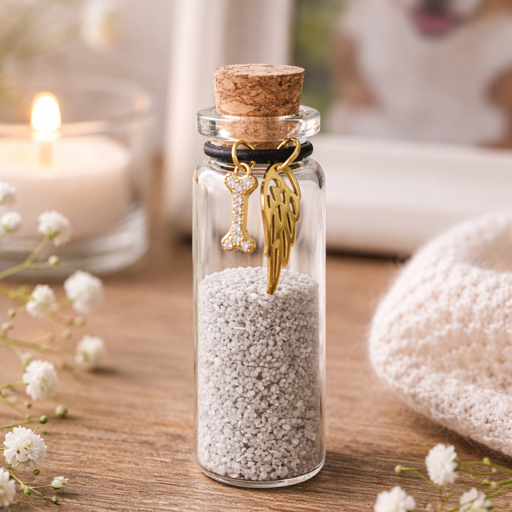 Memorial Flesje - Met zirkoniasteentjes - Hond