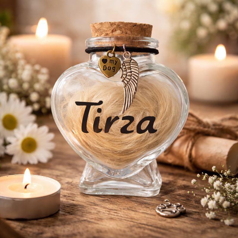 Memorial Flesje met Naam -  Hond -  Uitvoering naar eigen keuze