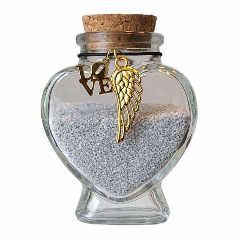 herdenkingsflesje  kan gevuld worden met een klein beetje as, een plukje haar, snorhaartjes of andere kleine aandenken