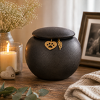 Black Urn - 350 ml - with keepsake pendants