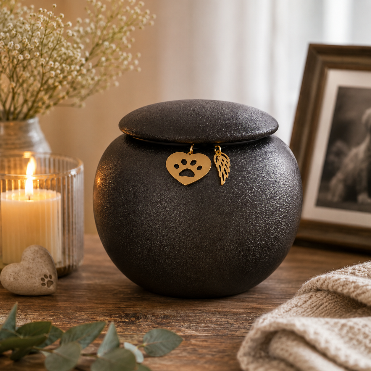 Urn  - 250 ML - Zwart - Met hangertjes