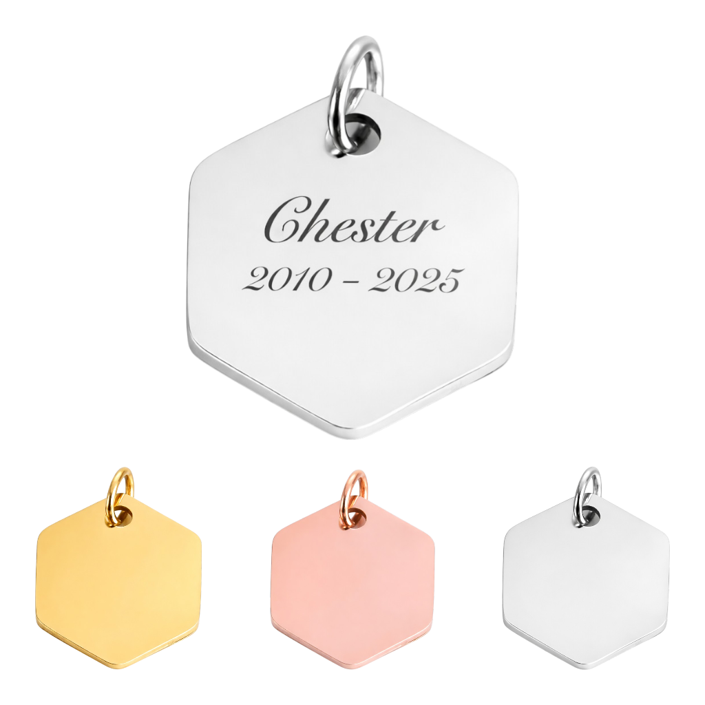 Hanger met gravure - Hexagon