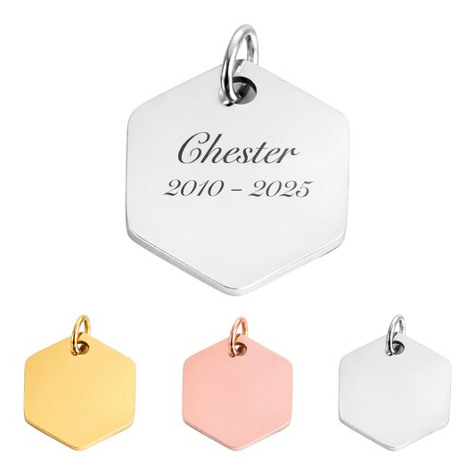 Hanger met gravure - Hexagon