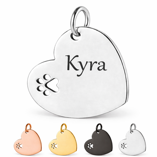 Hanger met gravure - Hart met pootafdruk